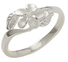 Hawaiian Silver plumeria 8mm width and leaf ring