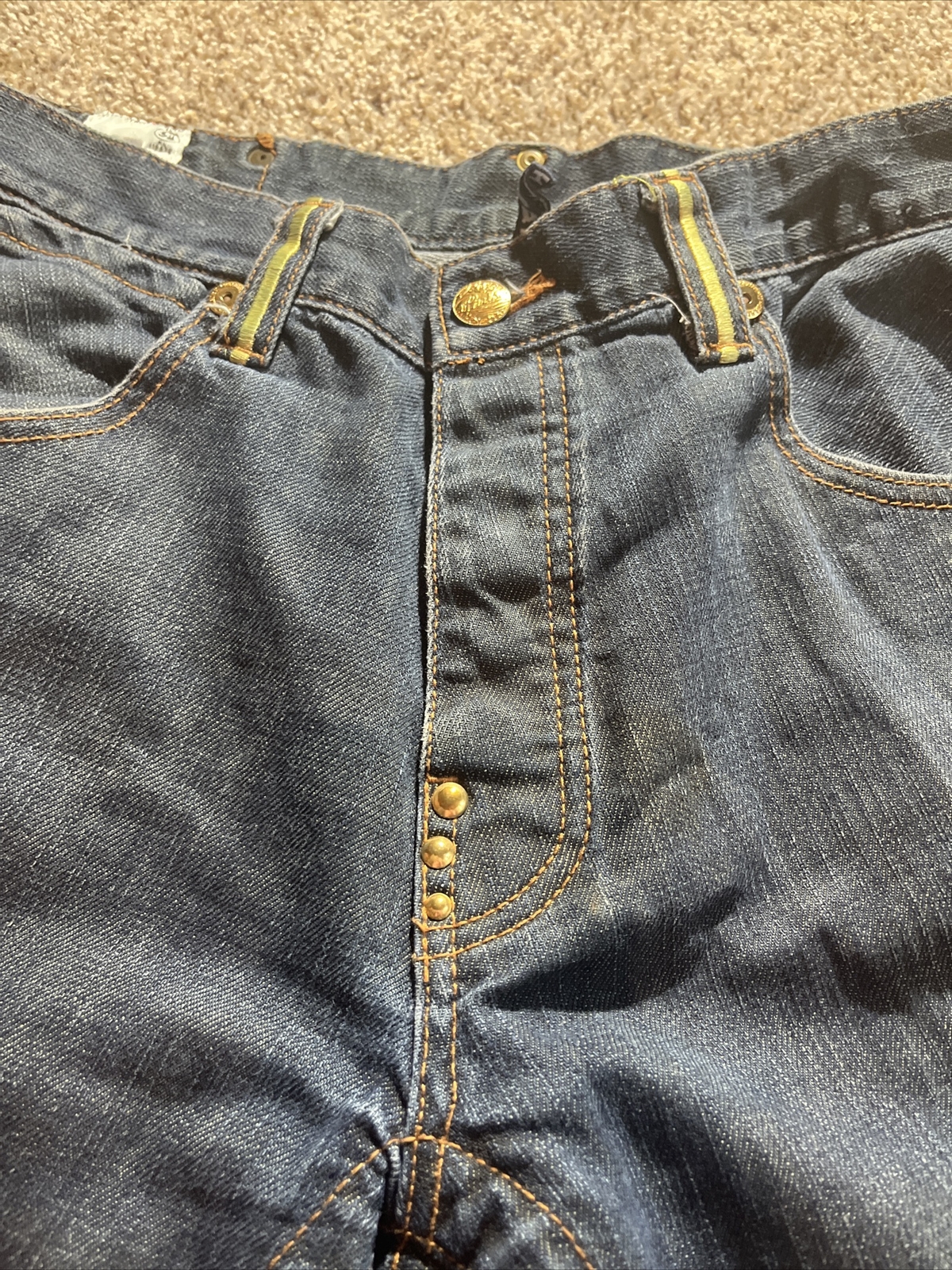 Parish Mens Jeans Straight Distressed Embellished Size 36 (32x 28.5) Button Fly - View 8