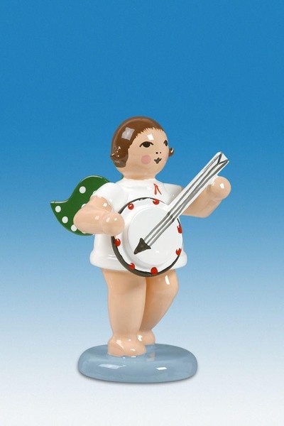 Engelmusikant Engel Mit Banjo Ohne Krone HöHe Ca 6 Cm NEU Holzengel Erzgebirge-image