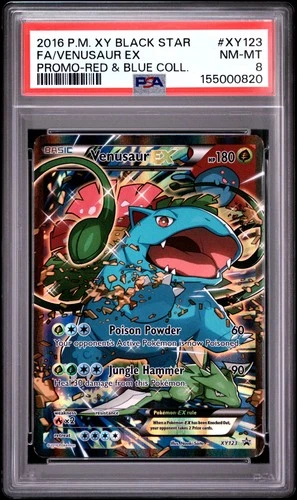 2016 POKEMON XY BLACK STAR PROMO #XY123 FULL ART/VENUSAUR EX PSA 8