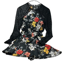 Fairygoth Short Mini Dress Sz 4 Floral Lace Crocheted Feminine Whimsigoth Twee