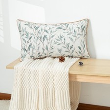 12 x 20 Inches Lumbar Throw Pillow Cover, 20" x 12" Pack of 1 Leaves-blue