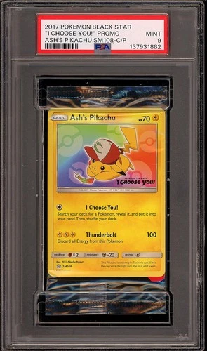 Pokemon 2017 Ash's Pikachu SM108 Black Star Promo I Choose You Sealed PSA 9