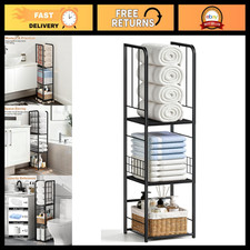 3-Tier Narrow Towel Storage Rack, Free Standing Bathroom Organizer Shelf, Black