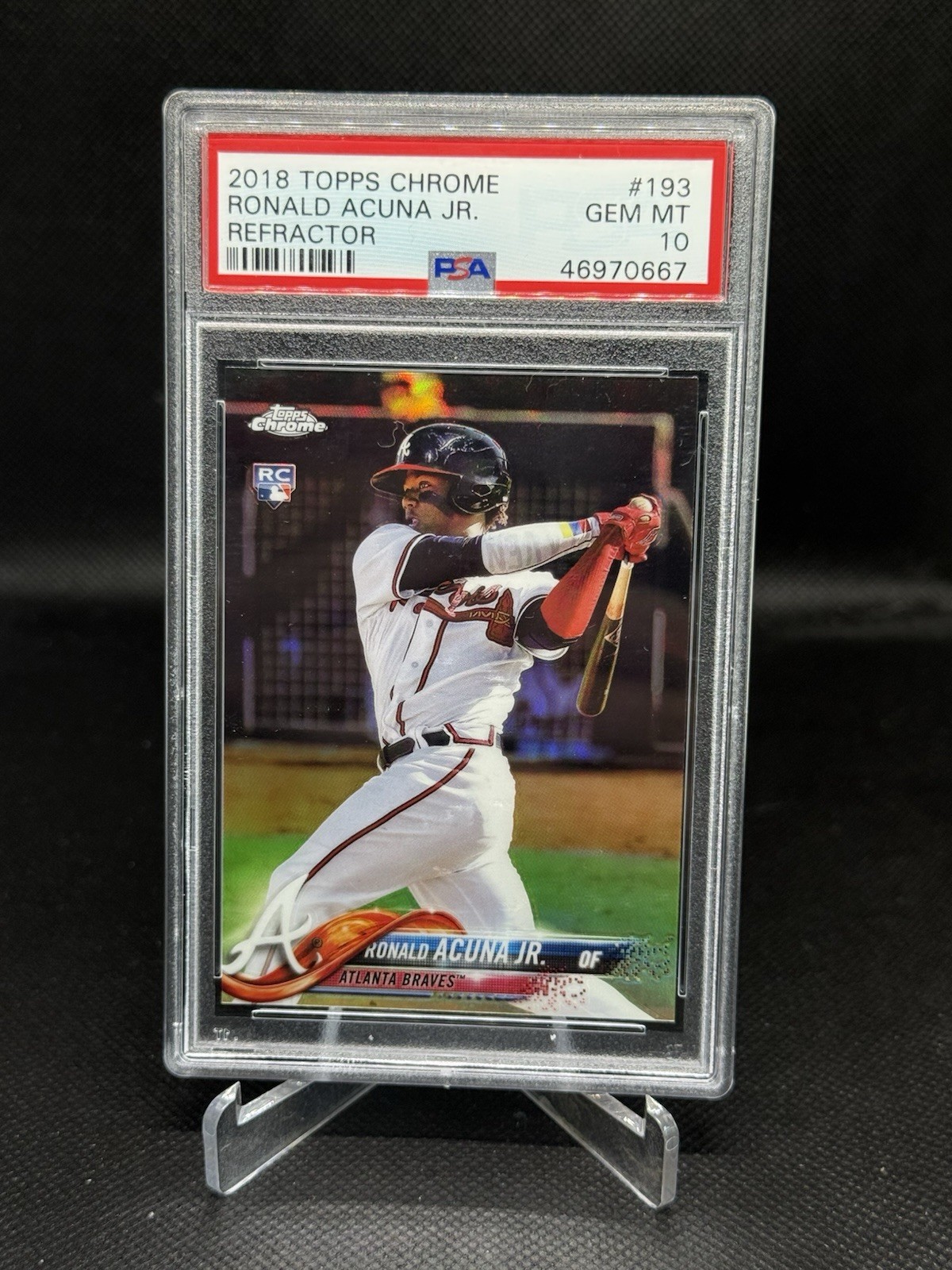 2018 Topps Chrome Ronald Acuna Jr. RC Refractor Rookie #193 PSA 10 Braves