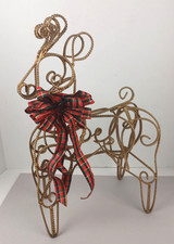 Heavy Metal Reindeer Brass Colored Metal Wound Wire Reindeer Christmas Decor 18"