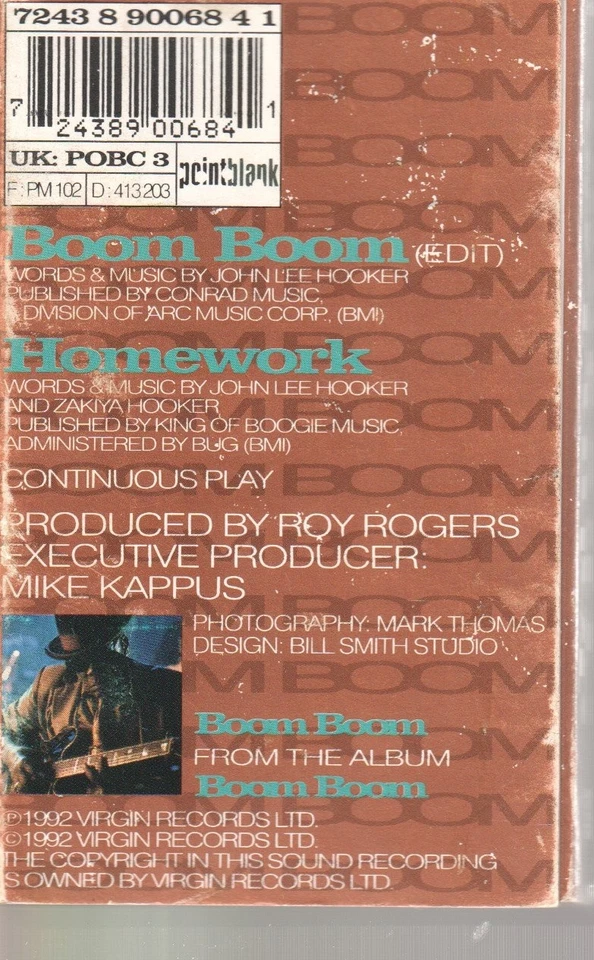 John Lee Hooker Boom Boom cassette UK Point Blank 1992 with card outer slip case - Image 2 of 2