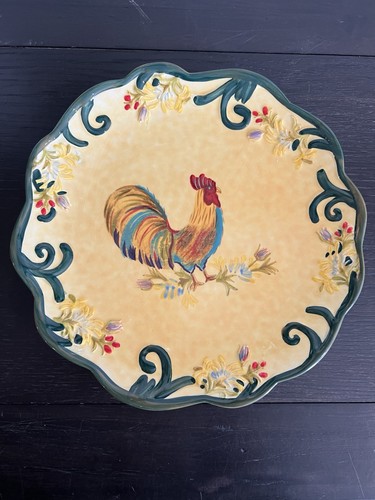 Floral Rooster By Jay - Yellow Decorative Plate - La Van Margaret Designs