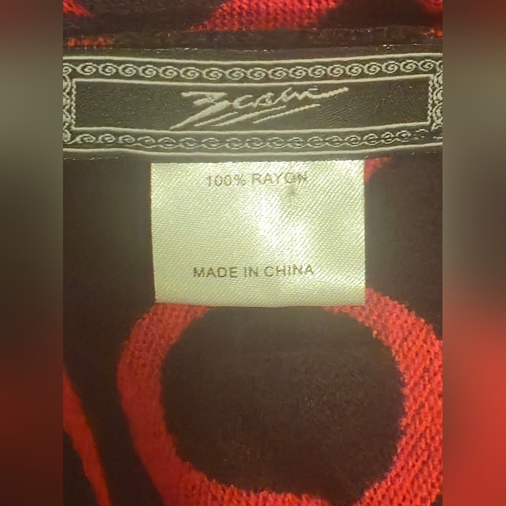 Red and Black Patterned Sweater Jacket / Shawl - image 5