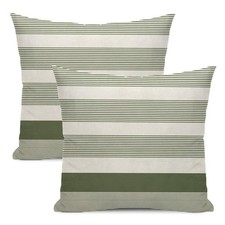 Sage Green Pillow Covers 18x18 Set of 2 Boho Modern Stripes Throw Pillow Cove...