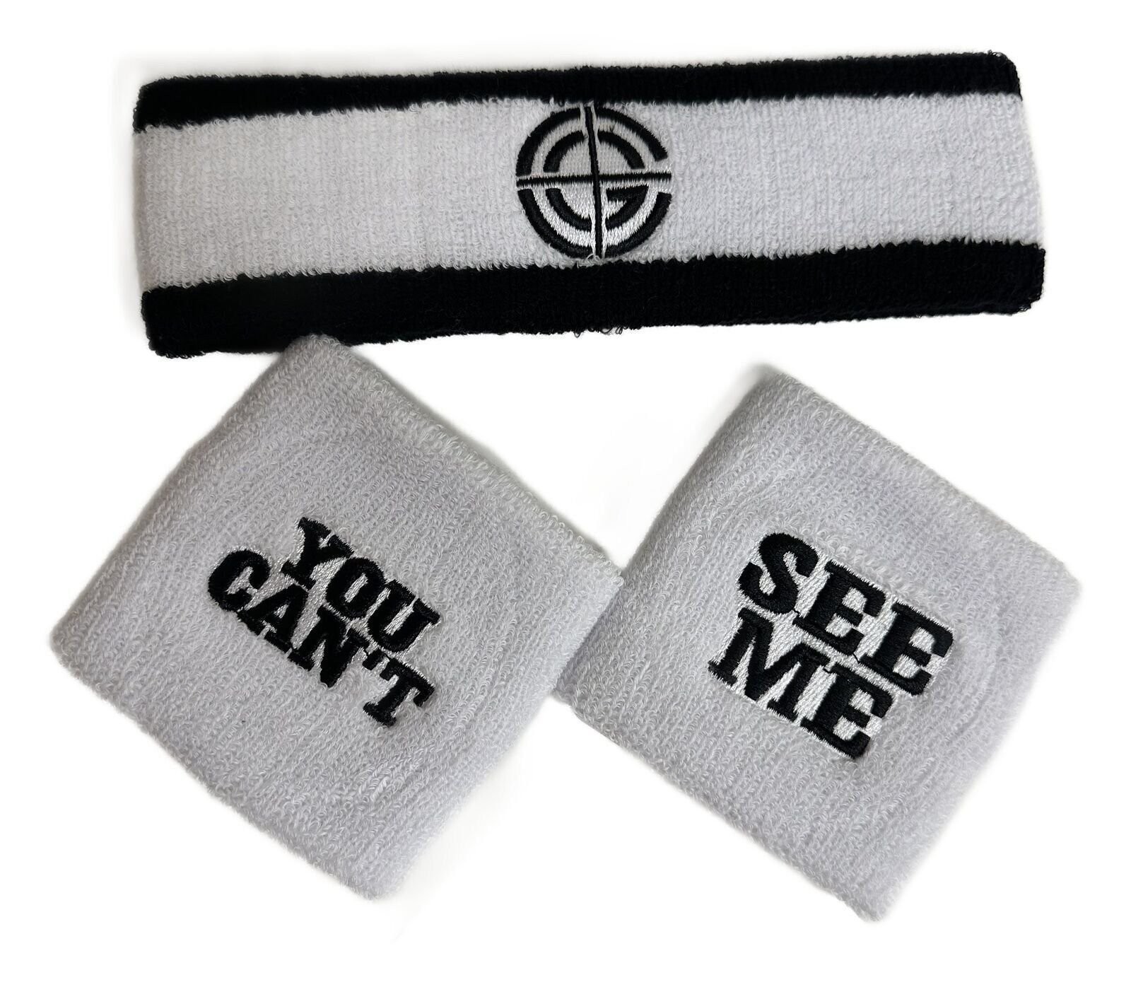 John Cena You Can't See Me Chaingang Black White Headband Wristband Set