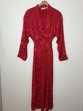 Victoria's Secret Red M/L Vintage Y2K Satin Robe Long Gold Tag 90s Floral