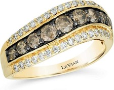 LeVian 14K Yellow Gold Band Ring with 1.19 ct. White and Brown Diamonds - Size 6
