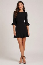 Black Halo NWT Little Black Dress 3/4 Flutter Sleeves Ruffle Hem Size 6