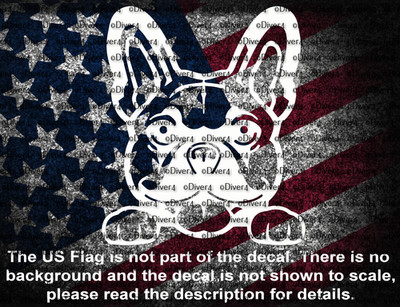 Peeking French Bulldog Design 2 Car Vinyl Decal US Made And Sold