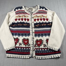 Heirloom Collectibles Sweater Womens M Heart Love Valentine Floral Cardigan Vtg