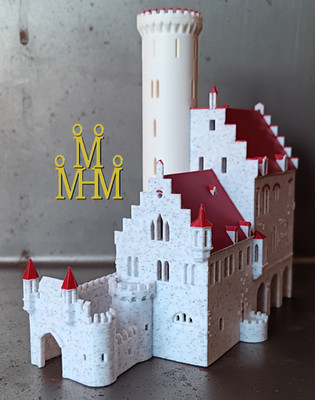 Schloss Lichtenstein 3farbig Spur Z 1:220 Modell D beleuchtbar