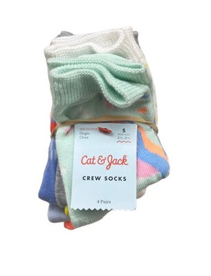 Girls' 8 Pairs Crew Socks - Cat & Jack, S