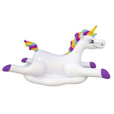 Unicorn Pool Float  Inflatable Cloud Rider Ride-On Kids Toy Blue Wave NT2697