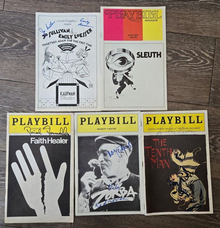 Lot 5 Vintage Broadway NY SIGNED AUTOGRAPHED Playbills Lila Kedrova Sidney Armus
