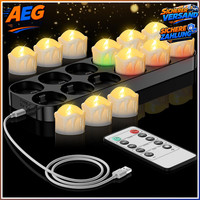 LED Teelichter Aufladbar 12Er Set Mit Fernbedienung Timerfunktion Tischdeko