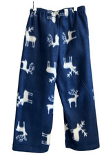 Handmade kid's unisex size 5/6 pull on elastic waist fleece pants navy reindeer