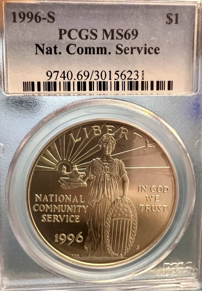 1996 S $1 Silver National Community Service Commemorative PCGS MS69 - Image 3 of 3