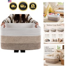 Large Blanket Basket, 22  x17  x12  Rectangle Woven Baskets, Nursery Blanket St...