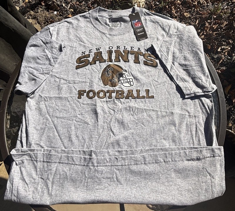 New NFL New Orleans Saints T-Shirt Reebok Short Sleeve Shirt Size XL