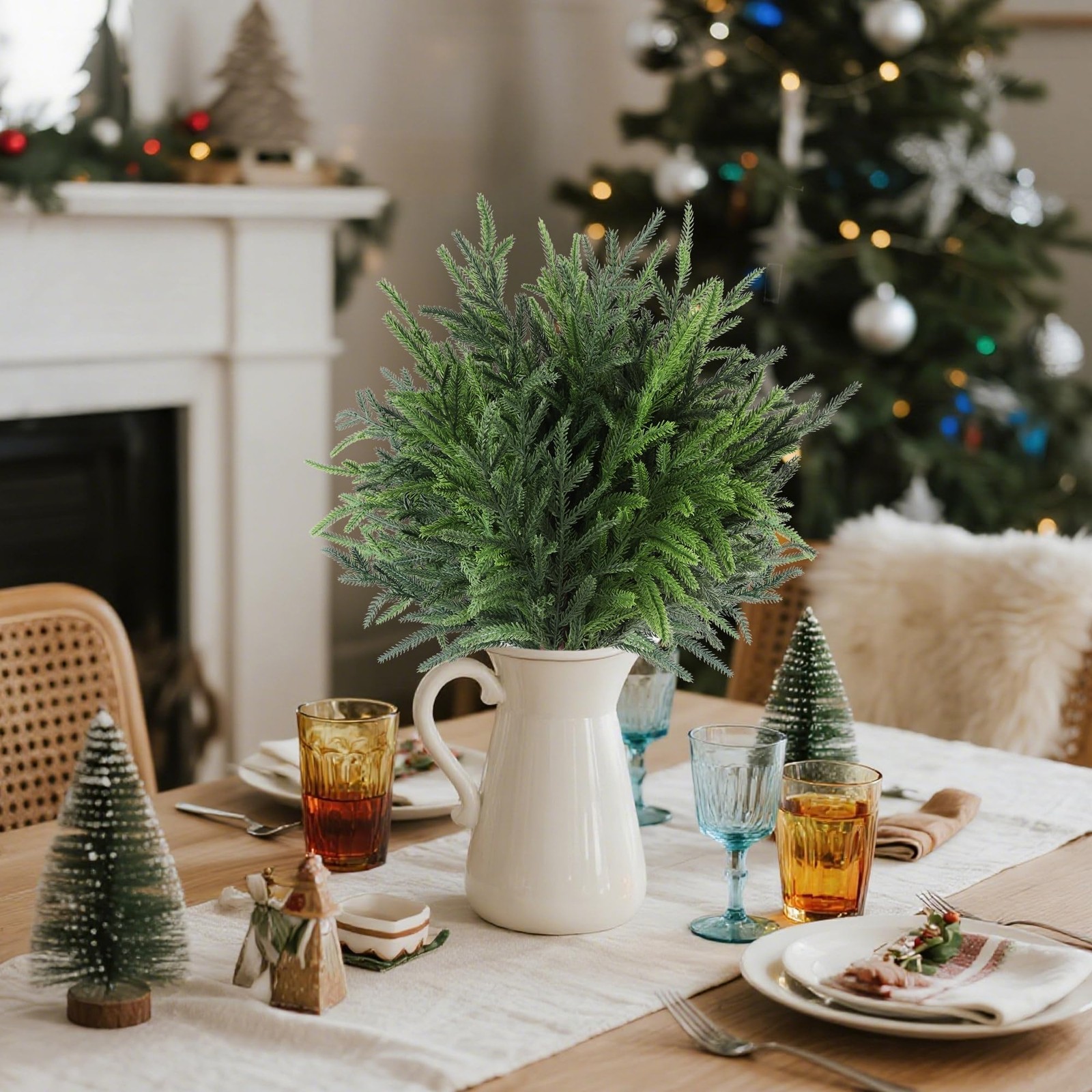 24" Extra Long Artificial Norfolk Pine Stems - 12 Pack Real Touch Christmas G...