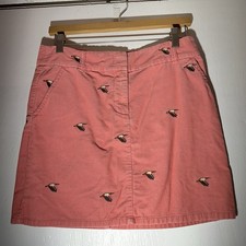 J Crew Vintage Cotton Corduroy Mini Skirt Embroidered Geese Size 6 Preppy Pink