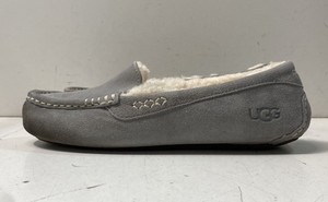 UGG Ansley Grey Suede Sheepskin Lined Moccasin Slippers Women's Size 10