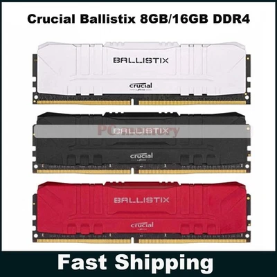 Crucial Ballistix 8GB/16GB DDR4 2666/3200/3600MHz DIMM Desktop Gaming Memory Lot