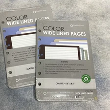 Franklin Covey Color Wide Lined Pages 5.5" X 8.5" Classic 2 Pack x 50 Sheets