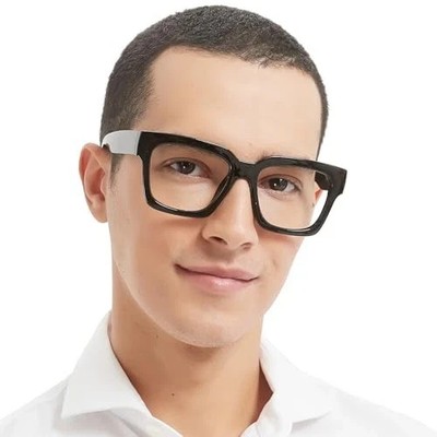 Oversized Reading Glasses for Men Thick Square Big Head Readers Black 1.5 x