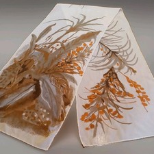 Vera Neumann Hand Rolled Off White Flower Floral Rectangle Scarf 54 X 10.5 In