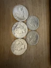 5 1923 Peace Dollars AU or better condition $5 Face 90% Silver Coins