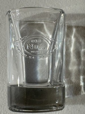 JACK DANIELS OLD NO. 7 BRAND EMBOSSED SQUARE SHOT GLASS CLEAR