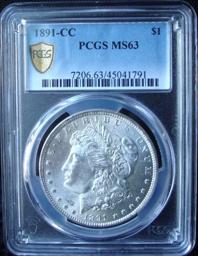 1891-CC Morgan Silver Dollar - PCGS MS 63 - Gold Shield