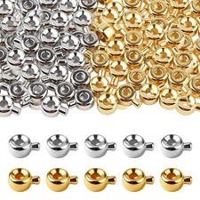 Crimp Beads Flat Round Gold Silver 3.5mm 1mm Hole 80 Pcs for Jewelry Making