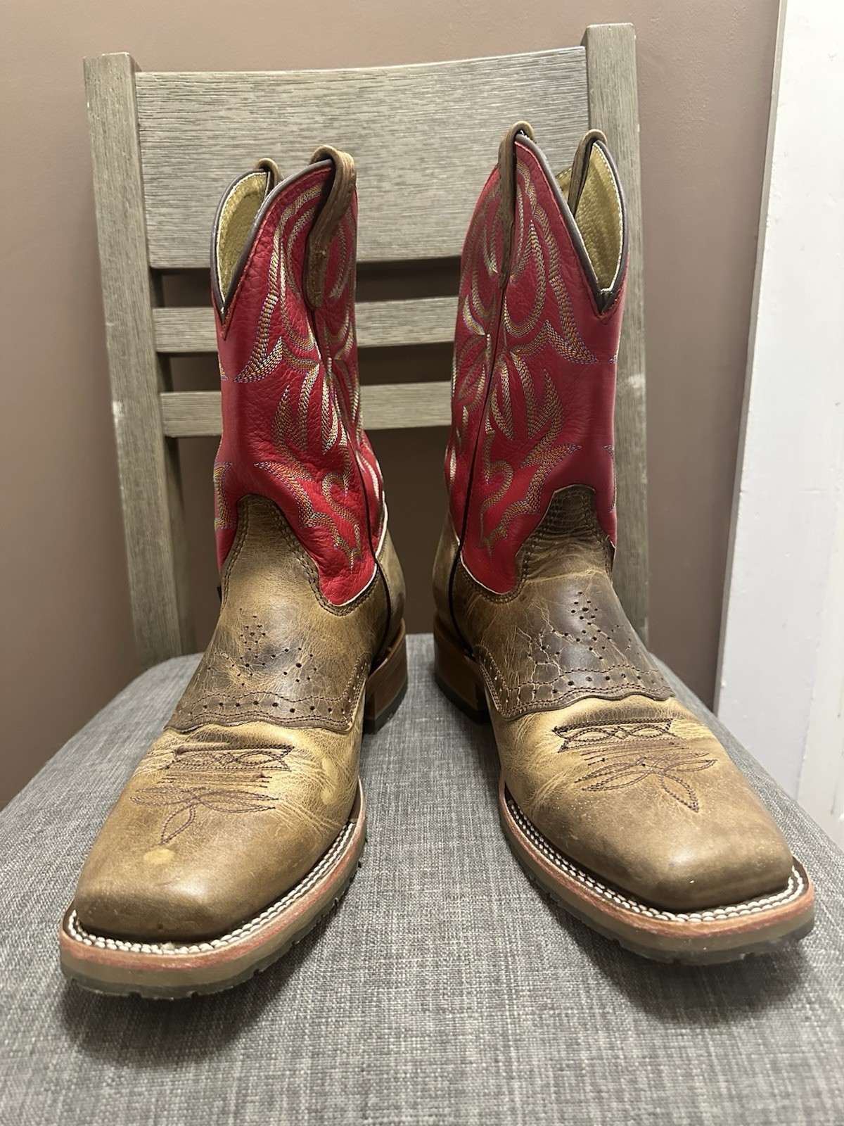 Double H DH3556 Saddle Roger Red/Brown Biker Cowboy Work Boots Men's 12 D USA