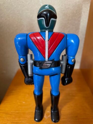Poppy Himitsu Super Sentai Goranger Super Alloy Blue Figure Used from Japan - Afbeelding 1 van 24