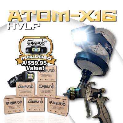 ATOM Mini-X16 HVLP Automotive Spray Gun  With Free GunBudd Light System