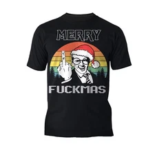 Christmas Merry Fuckmas Finger Anti Xmas Retro Meme Dad Joke Men's T-shirt