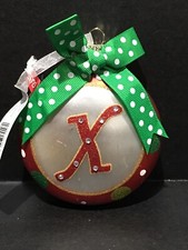 Letter X Monogram Christmas Ornament Glass Initial Ashland Red 4  New
