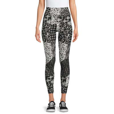 No Boundaries Juniors Sueded Patchwork Ankle Leggings Black/White L (11-13)