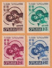 SERBIA 2NB11 - 2NB14 OCCUPATION SEMI-POSTALS  MINT HINGED OG * 1942 SET OF FOUR