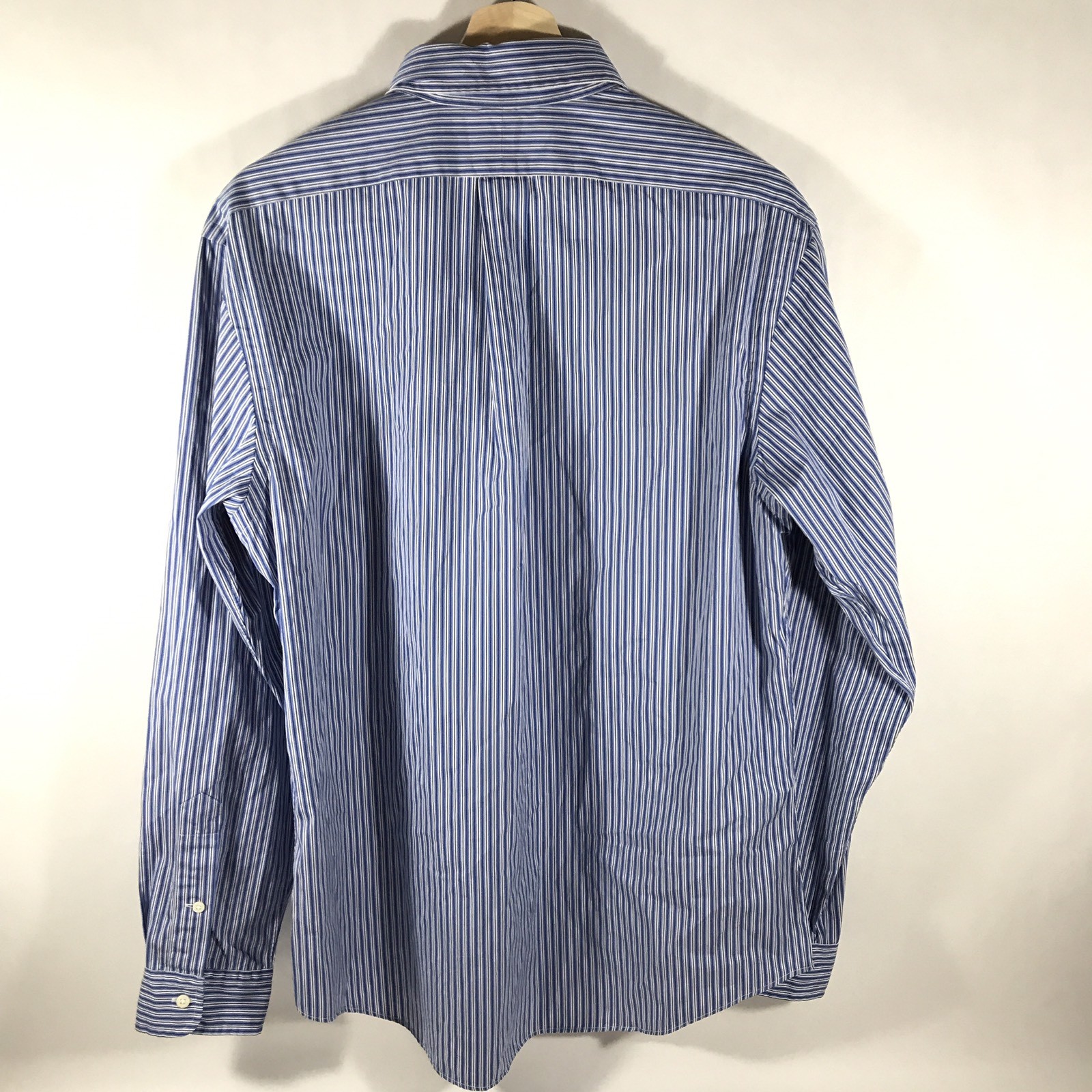 Ralph Lauren Custom Fit Men's Large L Button Front Shirt Blue Striped