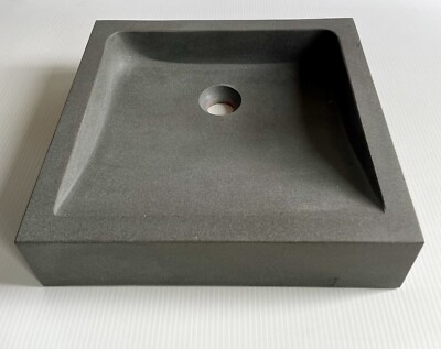 Gray Basalt Honed Natural Stone Bathroom Vanity Vessel Sink Square 16x16x4 