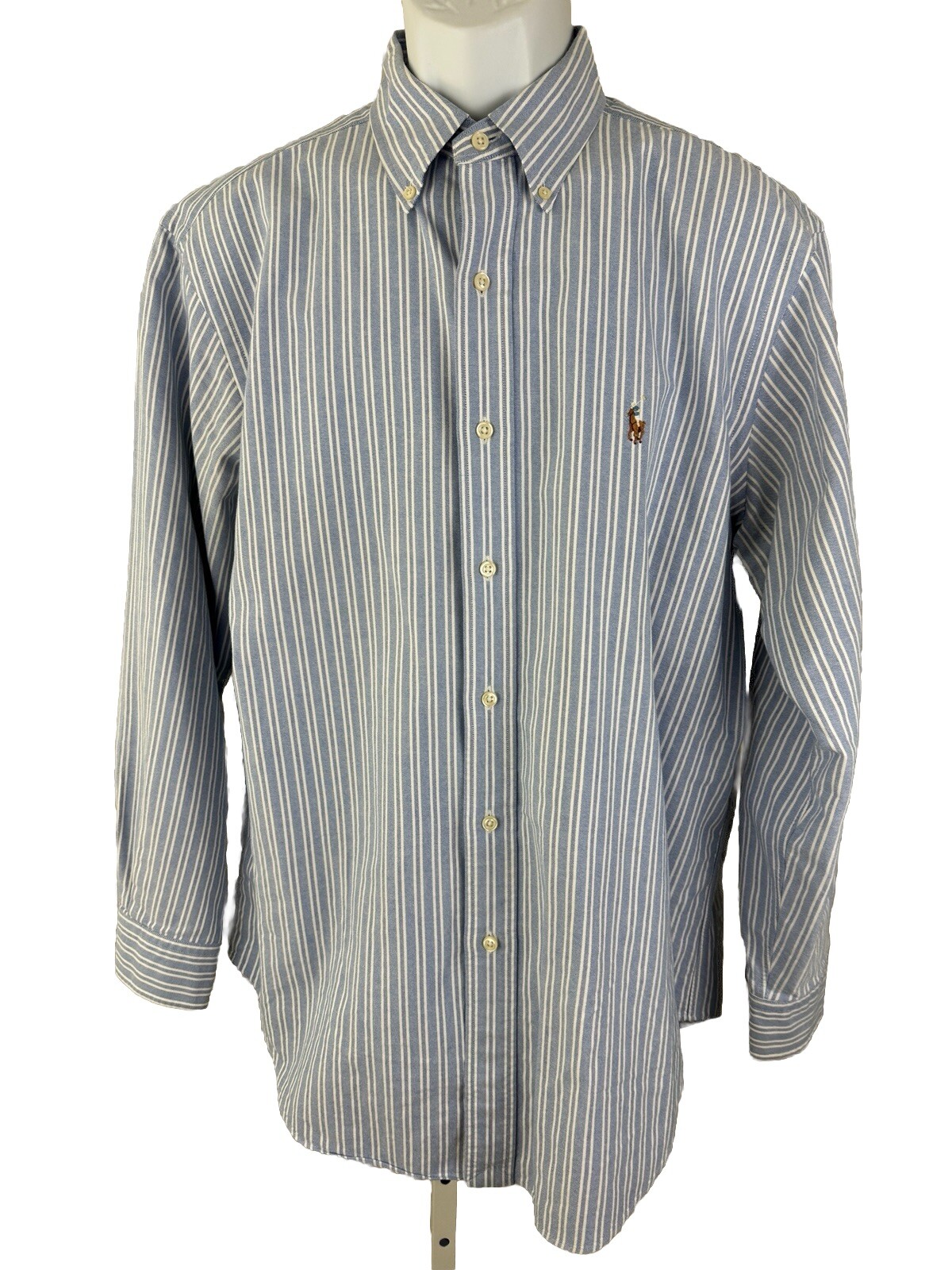 Camicia Ralph Lauren grande 16 1 2 32 33 blu a righe CLASSIC FIT logo pony cotone